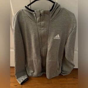 Adidas Men's Jacket. Size Medium. Gray with hood ands pockets. Never worn